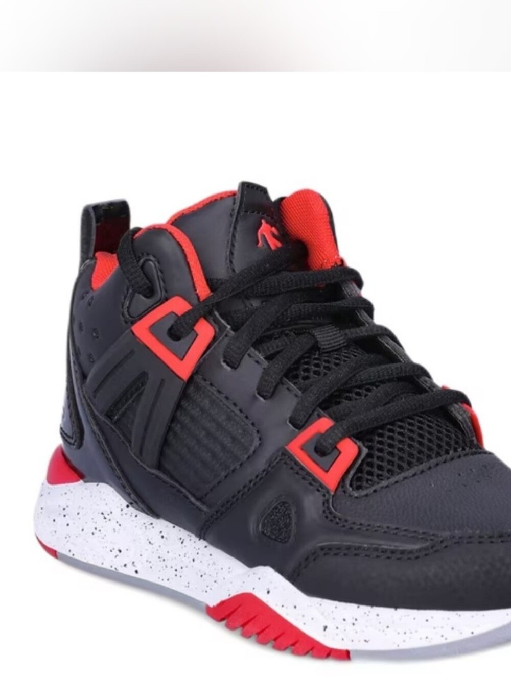 AND1 Lace-up High Top Basketball in a black and red colorway, Big Boy's Size 6
